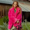 INS Chic Brand Fashion Long Faux Rabbit Fell Coat Jacke Frauen Winter 2023 Übergroße Shaggy Plush Coats Street Girls Mantel 240104