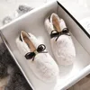 Winter Warm Women's Plush Flat Shoes for Outdoor and Office Wear Bow Decoration Mary Jane Ladies Casual Boat Shoes 41-43 240104