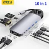 MZX 10IN1 USB C HUB DOCK 스테이션 1000MBPS 이더넷 RJ45 VGA TIPO Type A Extensor 도킹 노트북 노트북 PC MacBook Pro 240104 용.