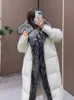 S Winter Long Goose Down Parka with Hare Fox Fox Fox For Women Women Over Coalt Fashion There Warm Dark Stacket 240105