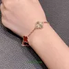 Clover Bracelets Womens designer Bracelet High version Gold Red Laser Four Leaf Grass Five Flower Rose Diamond Full Move With Box