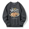 남자 후드가 일어나! 당신은 돈을 만들어야합니다 Teddy Bear Men Hoody Fashion Novelty Hoodie Basic All Match Sweatshirts 느슨한 따뜻한 양털