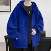 Men's Winter Warmth Basic Solid Wool Hoodie Cardigan Sweater Trendy Loose Large Size jacket Hooded jacket Sweatshirt Top jacket 240105