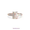 Anéis Tifannissm de alta qualidade para mulheres loja online Seiko High Edition S925 Pure Silver T Family Light Luxo Branco Fritillaria Conjunto duplo tem caixa original