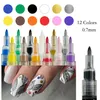 24612PCS nagelkonst målning penna kit ritning målning graffiti linje nagelborste blomma abstrakt linjer detaljer nagel skönhetsverktyg 240105