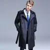 S-6XL Men Trench Coat Men's Lapel Trench Coat Double Breasted Jacka Long Spring and Autumn British Style Business Coats 240104