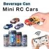 1 64 Mini RC Auto Can Box Car Creativo Mini RC Auto Radio Telecomando Luce Micro Auto da corsa Giocattolo per Ragazzi Regalo per bambini 240105