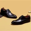 Cuir véritable fait à la main noir café Grace à lacets tête ronde mariage hommes chaussure bureau robe formelle Oxford chaussures