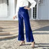 Kvinnors byxor 2024 Autumn and Winter Solid Gold Velvet High midje collage Micro Flare Wide Leg Fashion Casual formell