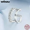 Rug Oorbellen WOSTU 925 Sterling Zilver Geen Piercing Clips Dames C-vorm Dubbellaags Verstelbare Slanke Oormanchet Prachtige Partij Sieraden