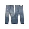 Designer Purple Jeans för modemän skarvade jeans rippade denim byxor lyxiga hiphop nödställda män kvinnor svarta jeans galler