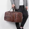 Retro Leder Reise Tote Taschen Männlichen Wochenende Tasche Herren Große Kapazität Hand Gepäck Duffel Handtaschen Schulter Tasche Drop bolso 240104