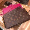 5A Multi-Felicie Pochette Designer axelväska kedja handväska läder crossbody väska för kvinnors berömda bruna blommig handväska handväska tunt kort