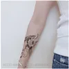 Tatouage simulé sur demi-bras de tigre avec ailes de fleurs unies, impression par transfert d'eau, autocollant jetable temporaire