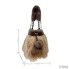 Luxury Real Fox Fur Tote Handväskor Kvinnor Tan Wool Rabbit Hair Splicing Shopper Ladies Furry Plush Shoulder Bag Kvinnliga handtag 240104