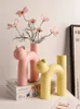 Creative Ceramic Flower Vase Cute Tubular Kawaii Cat Vase Room Home Desktop Decoration Art Ornament Gift Flowerpot 240105