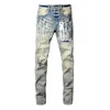 Lila jeans denim byxor mens jeans designer män svarta byxor av hög kvalitet rak design retro streetwear casual tröjor pu9007