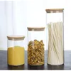 Storage Bottles Pack Of 3 Glass Jars Sealed Bottle Candy Kitchen Food Spice Organizer Container With Bamboo Lid