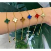 High quality Edition Bracelet Light Luxury Van New Four Leaf Grass Single Flower Double sided Agate Lucky for Women Summer Rose Gold Instagram With Box Jun