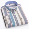 メンズソーシャルシャツ長袖ピュアコットンオックスフォード薄い柔らかいボタン格子形式のフォーマルオスの衣服特大のシャツプラスサイズs〜7xl 240104