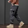 Vinterens fleece jogging byxor varma tjocka corduroy lastbyxor mode koreansk casual harem svettbyxor streetwear svart 240105