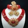 Longqu 7 day delivery US Dubai colorful Jewelry Sets African Beads Necklace Nigerian Wedding Party red Bead Design Sisters gifrs 240103