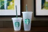 Starbucks 16oz / 473ml Copo de plástico Reutilizável Transparente Beber Copo de fundo plano Pilar Forma Tampa de palha Caneca Bardian 5pcs Caneca BJ