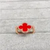 Anneaux de bande vintage Copper Dual Side Gold Red Four Leaf Clover Flower Charm Ring pour femmes bijoux avec cadeau de fête LMPQG