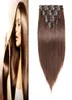 10inch24inch Brazilian Machine Made Remy Straight Clips In Human Hair Clip In Extensions 9PcsSet 100 Gram 2 Darkest Brown9630950