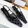 Designer High Heels Women Sandal Slingbacks Leather Formal Shoes Square Toe Ankle Atrap Ladies Stiletto Pumps Sandals