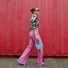 Kobiety Pants Harajuku różowy swobodny ładunek wysokiej talii seksowne kobiety z szarfią koreańską modę długie spodnie damskie kieszenie paski streetwear