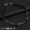 Män naturlig Map Stone Tiger Eye Lapis Lazuli Stone Beads Halsband Hematit Lava Rock Choker Neckkedja Enkla smycken 45cm/50mm 240104