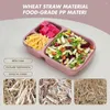 Dinnerware 4 Pack 3-Compartment Wheat Straw Lunch Box Heat-resistant BPA-Free Meal Prep Containers Leakproof Reusable