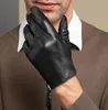 Cinq doigts gants printemps automne hommes véritable peau de mouton en cuir respirant mince doigt complet conduite en plein air NR1565026402