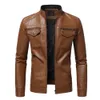 Män Autumn Fashion Trend Coats Male Style Slim Stand-Up Collar Motorcykel Läderjacka Män PU Läderjacka S-4XL 240104