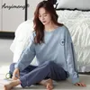 Autumn Winter Korean Kawaii Pyjama Set for Women Pyjamas Cotton Long Sleeve Big Pijamas Fashion Sleepwear Plus Size 4XL 5XL 240104