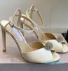 Marca de luxo mulheres sacora sandálias sapatos pérolas contas cristal salto alto tornozelo tiras festa vestido casamento senhora gladiador sandalias com caixa