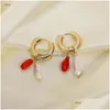 Dangle Chandelier Pearl Coral Earrings For Women Gold Dangling Hoop Minimalist Jewelry Natural Stone Summer Beach Jewelrydangle Dr Dht2X