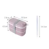 Bento Boxes Plastic Double-Layer Bento Box Sealed Leak-Proof Food Storage Container Mikrovågbar bärbar Picnic School Office Lunchbox YQ240105