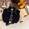 Chaquetas abrigo para niños 2024 ojos inclinados invierno privado bebé Bump Color uniforme de béisbol chaqueta de un solo pecho solapas