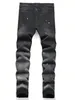 Men Black Skinny Denim Spot Jeans Male Ripped Stretch Fit Slim Trousers Long Pants Streetwear Casual 240104