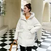 CRRIFLZ Autumn zima przyczynowo zagęszcza ciepłe średnie eleganckie kani Sweety Solid Big Pocket Loose Loose Coat Tacets Warem 240105