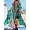 Robes décontractées de base Boho Imprimer Maxi Robe pour femmes Bikini Er Ups Summer Bohemian Beach Sundress Sexy Tunique Florale Longue Robe F Dhbn2