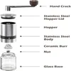 Manuell kaffekvarn bärbar handbruk med keramiska burrs 68 Justerbart rostfritt stål koniska burr 240104