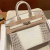 Tote Bags Designer Himalaya Crocodile Handbags High end custom handmade genuine leather women's bag platinum bag 25cm crocodile real crocodile skin white WN-VCUZ