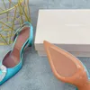 Amina Muaddi Kadın Saten Slingback Pompalar Yüksek Topuklu Stilettos Pompaları Saten Kristal Yular Pompaları Saç-Toe Pompalar 90mm 70mm Lüks Tasarımcılar Boyut 35-42 Akşam Ayakkabıları