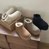 Ta zz Chinelos tasman Semente de Mostarda Pele de Castanha Slides Pele de Carneiro Shearling Clássico Ultra Mini Bota Plataforma Mules de Inverno Mulheres Homens Camurça Bota de Lã Superior