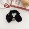 High-grade Velvet Diamond Bow Large Intestine Hair Ring Fashion Hair Accessories For Women Trend Head Rope Girls Rubber Band New