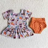 Clothing Sets Toddler Summer Fashion Delicacy Print Purple Orange Short Wholesale Baby Girls Children Boutique Bummies Outfits