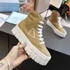 Designer Double Wheel Nylon Gabardine Sneaker Schuhe dicker Boden Chunky Lightweight Sole Schuhe Damen Weiß Blau Desert Beige Plateau Canvas Sneakers Größe 35-41